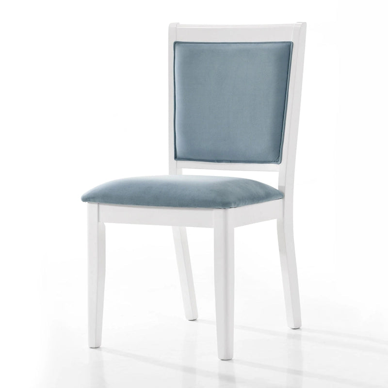 Set da pranzo rettangolare bianco a 7 posti con dettaglio a striscia di diamanti di cristallo (1 tavolo + 6 sedie)