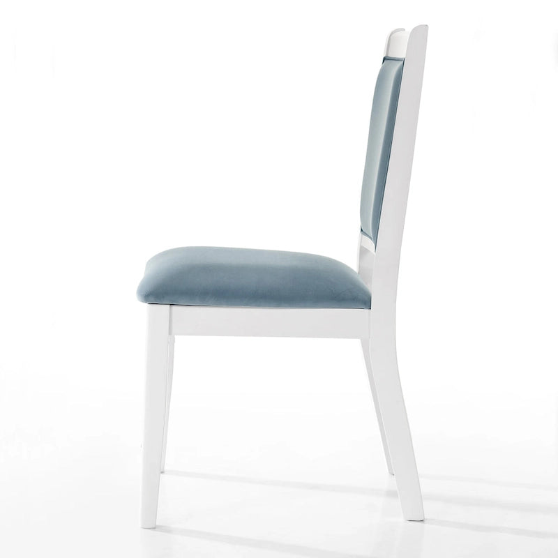 Set da pranzo rettangolare bianco a 7 posti con dettaglio a striscia di diamanti di cristallo (1 tavolo + 6 sedie)