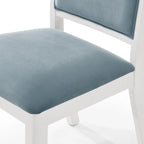 Set da pranzo rettangolare bianco a 7 posti con dettaglio a striscia di diamanti di cristallo (1 tavolo + 6 sedie)