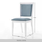 Set da pranzo rettangolare bianco a 7 posti con dettaglio a striscia di diamanti di cristallo (1 tavolo + 6 sedie)