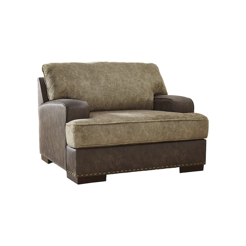 Poltrona e Mezza trapuntata bicolore color cioccolato, 1-2 posti – 124 L x 112 P x 102 H cm