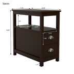 Tavolino stretto marrone con 2 cassetti e ripiano aperto, 1 persona