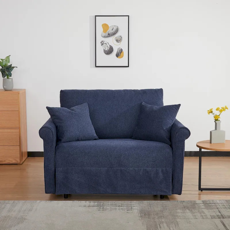 Sedia convertibile in chaise longue e letto singolo, Grigio / Blu scuro, 1 posto