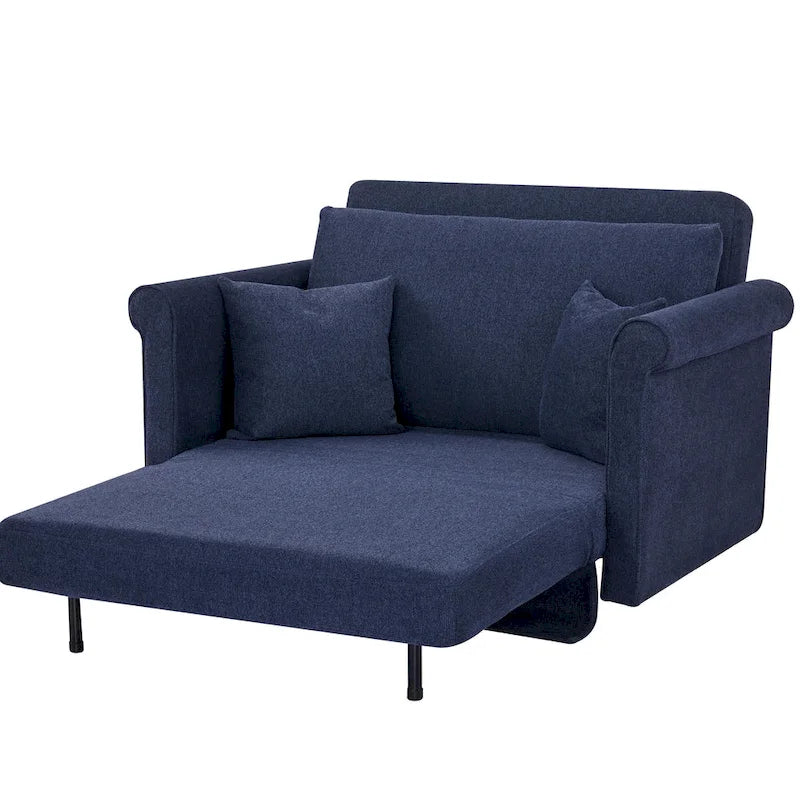 Sedia convertibile in chaise longue e letto singolo, Grigio / Blu scuro, 1 posto