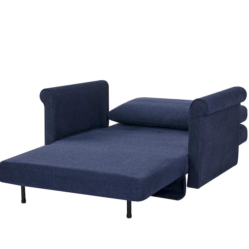 Sedia convertibile in chaise longue e letto singolo, Grigio / Blu scuro, 1 posto