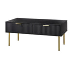 Tavolino da salotto con 2 cassetti, Bianco/Nero, Stile Mid-Century, Montaggio da 1 persona