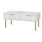 Tavolino da salotto con 2 cassetti, Bianco/Nero, Stile Mid-Century, Montaggio da 1 persona