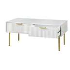 Tavolino da salotto con 2 cassetti, Bianco/Nero, Stile Mid-Century, Montaggio da 1 persona