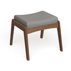 Pouf imbottito grigio/beige in stile Mid-Century, gambe in noce, 1 persona