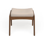 Pouf imbottito grigio/beige in stile Mid-Century, gambe in noce, 1 persona