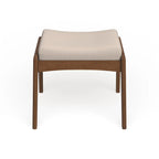 Pouf imbottito grigio/beige in stile Mid-Century, gambe in noce, 1 persona