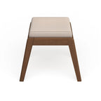 Pouf imbottito grigio/beige in stile Mid-Century, gambe in noce, 1 persona