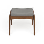 Pouf imbottito grigio/beige in stile Mid-Century, gambe in noce, 1 persona