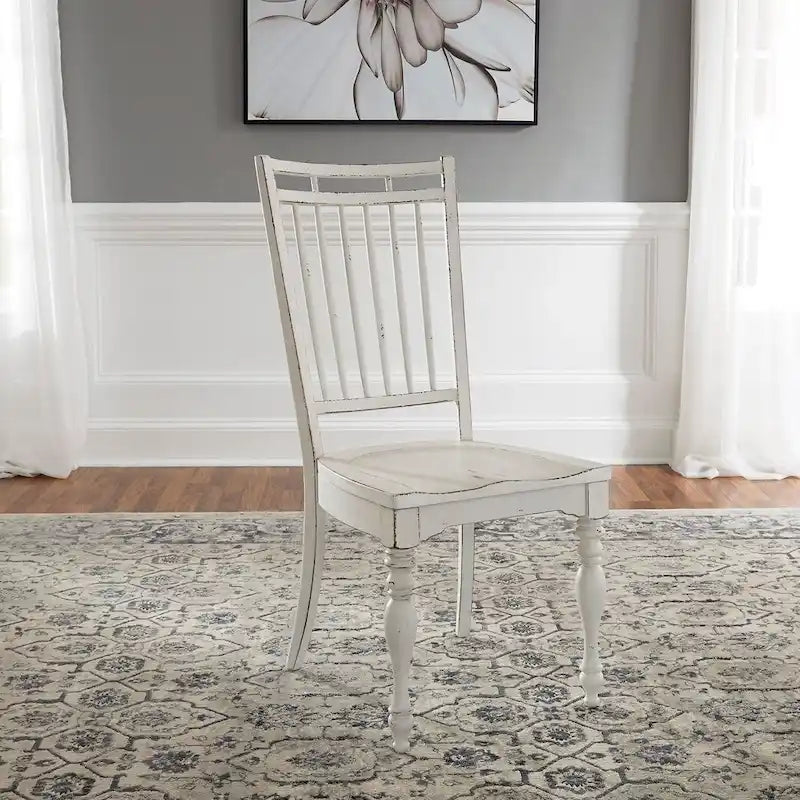 Magnolia Manor Antique White Weathered Bark Spindle Back Side Chair (Set of 2)