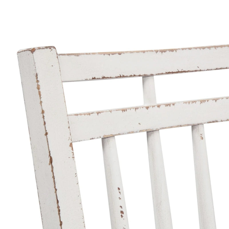 Sedia antica con schienale a fuso color bianco e corteccia invecchiata, set da 2
