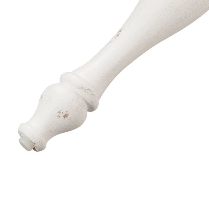 Sedia antica con schienale a fuso color bianco e corteccia invecchiata, set da 2