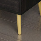 Comodino moderno bianco/nero, 1 cassetto + ripiano aperto, singolo
