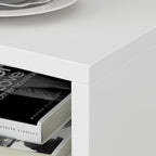 Comodino moderno bianco/nero, 1 cassetto + ripiano aperto, singolo