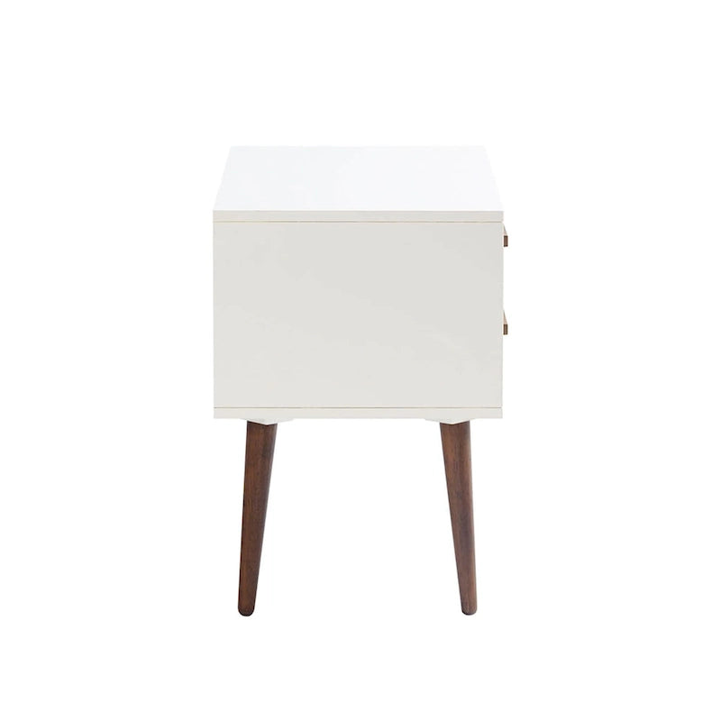 Comodino a 2 cassetti Off-White / Blu scuro e Grigio, Singolo