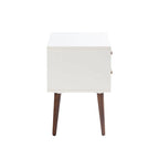 Comodino a 2 cassetti Off-White / Blu scuro e Grigio, Singolo