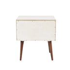 Comodino a 2 cassetti Off-White / Blu scuro e Grigio, Singolo