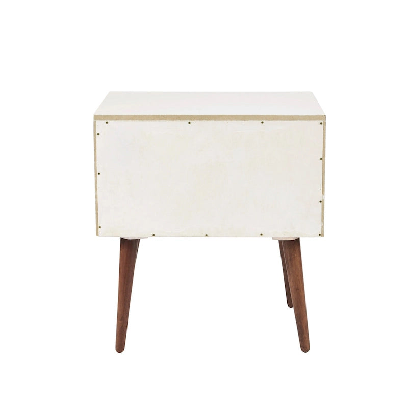 Comodino a 2 cassetti Off-White / Blu scuro e Grigio, Singolo