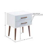 Comodino a 2 cassetti Off-White / Blu scuro e Grigio, Singolo