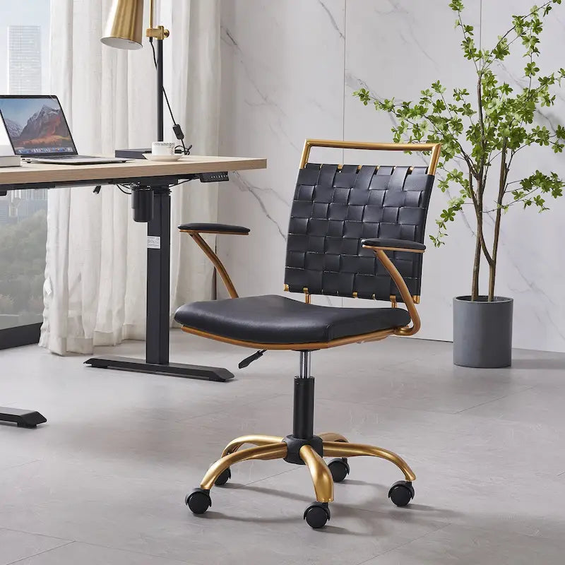 Sedia da ufficio girevole Goldtone Mid-Back – Nero / Bianco, 1 persona