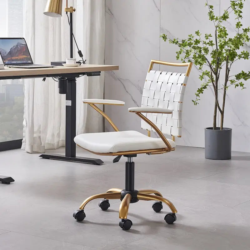 Sedia da ufficio girevole Goldtone Mid-Back – Nero / Bianco, 1 persona