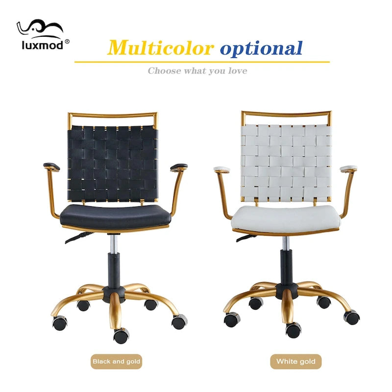 Sedia da ufficio girevole Goldtone Mid-Back – Nero / Bianco, 1 persona