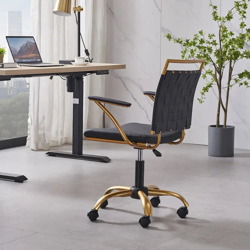 Sedia da ufficio girevole Goldtone Mid-Back – Nero / Bianco, 1 persona