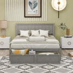 Letto a piattaforma grande grigio/bianco con 2 cassetti portaoggetti, per 1-2 persone