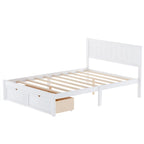 Letto a piattaforma grande grigio/bianco con 2 cassetti portaoggetti, per 1-2 persone