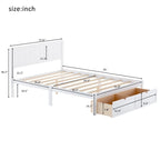 Letto a piattaforma grande grigio/bianco con 2 cassetti portaoggetti, per 1-2 persone
