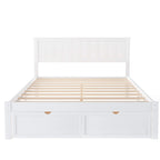 Letto a piattaforma grande grigio/bianco con 2 cassetti portaoggetti, per 1-2 persone