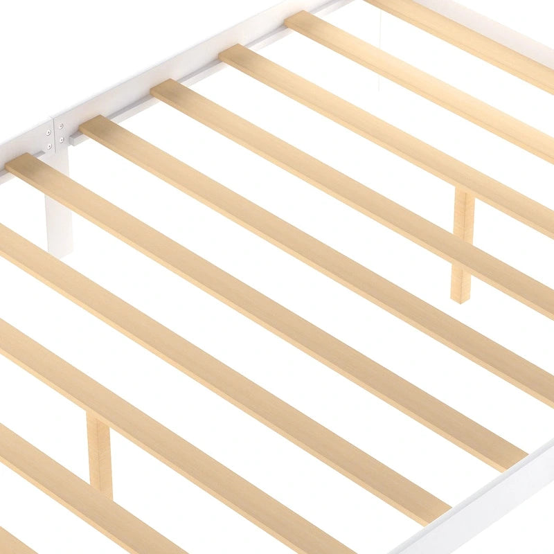 Letto a piattaforma grande grigio/bianco con 2 cassetti portaoggetti, per 1-2 persone
