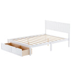 Letto a piattaforma grande grigio/bianco con 2 cassetti portaoggetti, per 1-2 persone