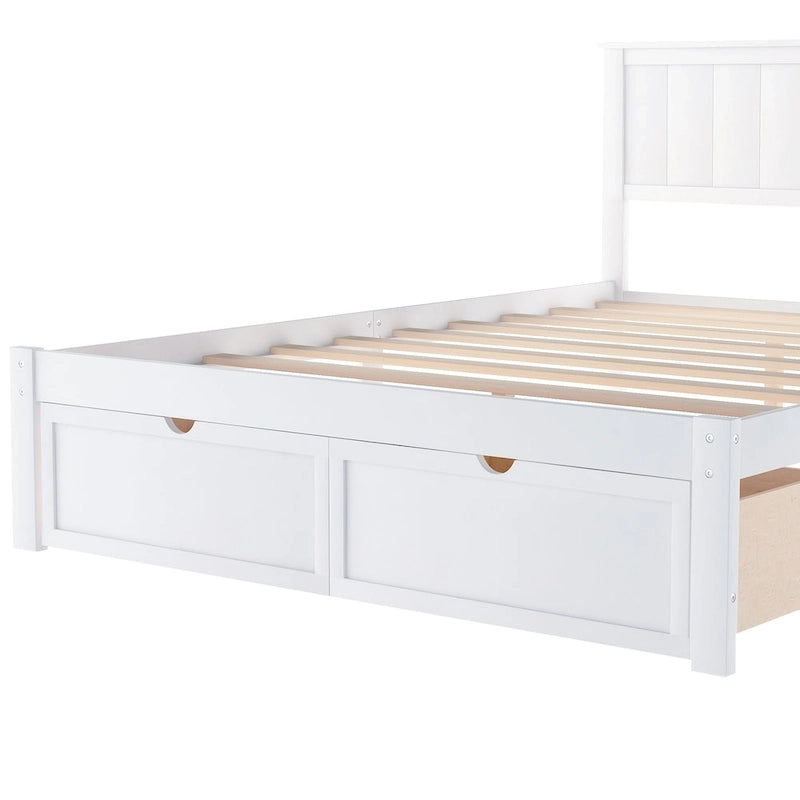 Letto a piattaforma grande grigio/bianco con 2 cassetti portaoggetti, per 1-2 persone