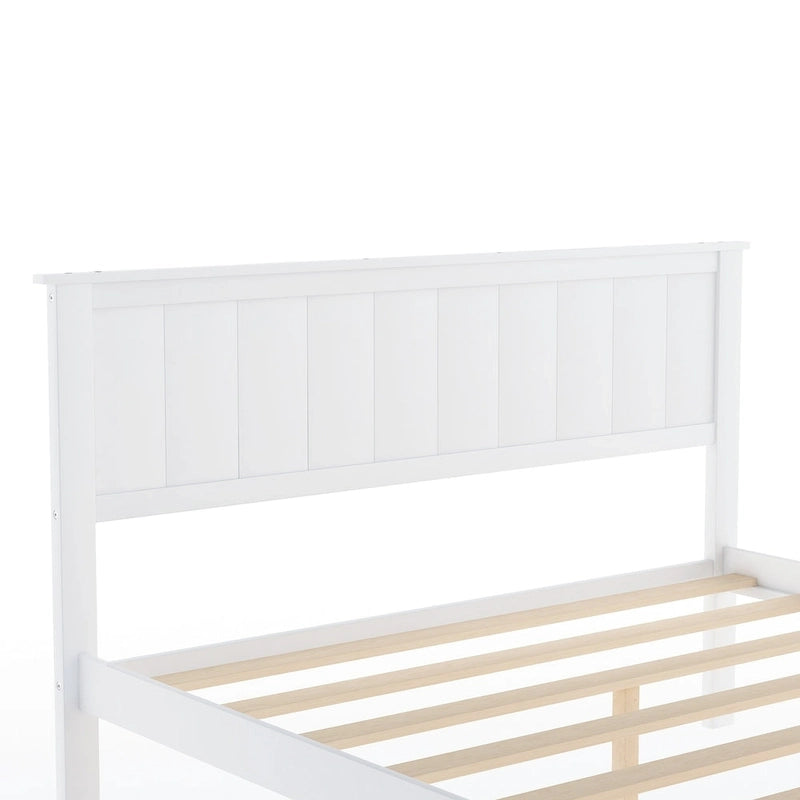 Letto a piattaforma grande grigio/bianco con 2 cassetti portaoggetti, per 1-2 persone