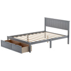 Letto a piattaforma grande grigio/bianco con 2 cassetti portaoggetti, per 1-2 persone