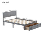 Letto a piattaforma grande grigio/bianco con 2 cassetti portaoggetti, per 1-2 persone