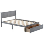 Letto a piattaforma grande grigio/bianco con 2 cassetti portaoggetti, per 1-2 persone