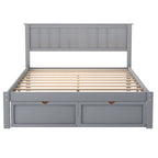 Letto a piattaforma grande grigio/bianco con 2 cassetti portaoggetti, per 1-2 persone