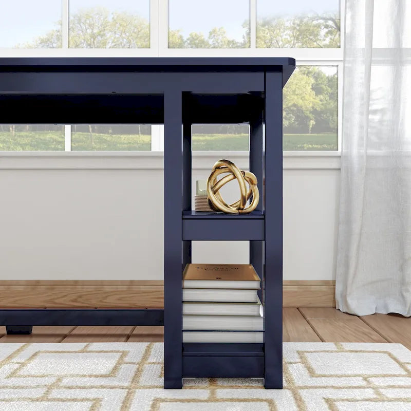 Scrivania angolare a L con ripiani – Espresso / Blu / Naturale / Argilla / Grigio / Bianco, 1 persona