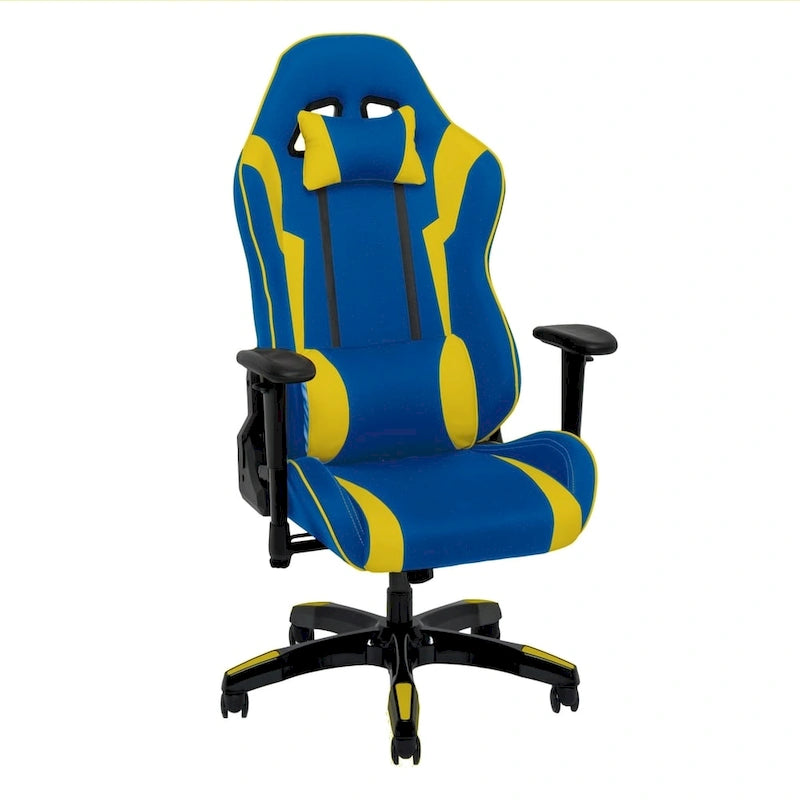 Sedia da gaming ergonomica con schienale alto, in mesh e pelle, multicolore, monoposto