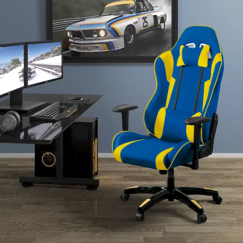 Sedia da gaming ergonomica con schienale alto, in mesh e pelle, multicolore, monoposto