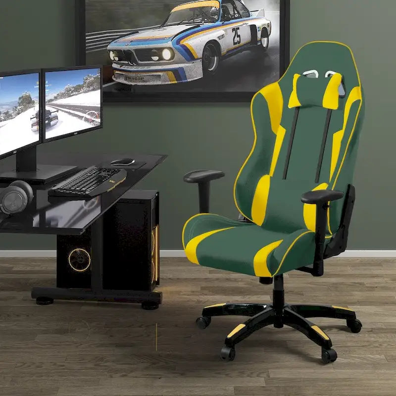 Sedia da gaming ergonomica con schienale alto, in mesh e pelle, multicolore, monoposto