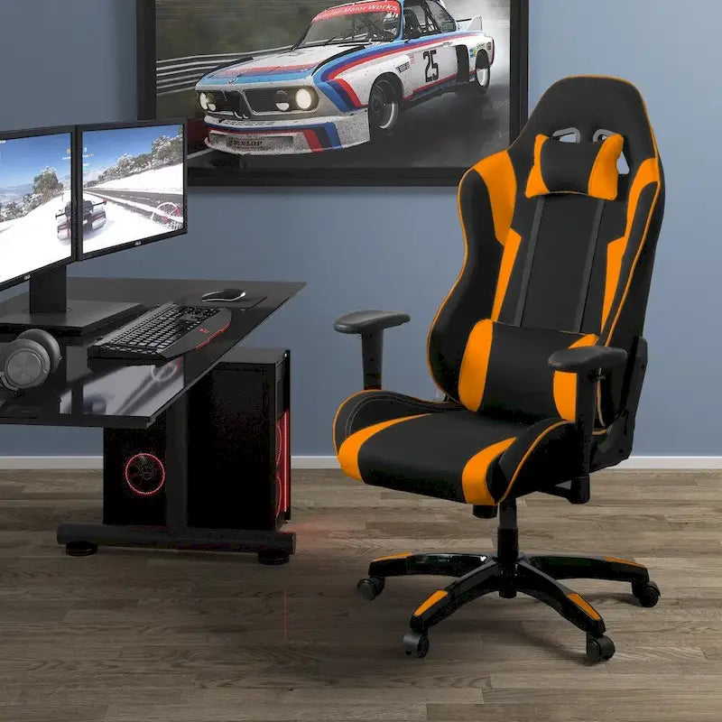 Sedia da gaming ergonomica con schienale alto, in mesh e pelle, multicolore, monoposto