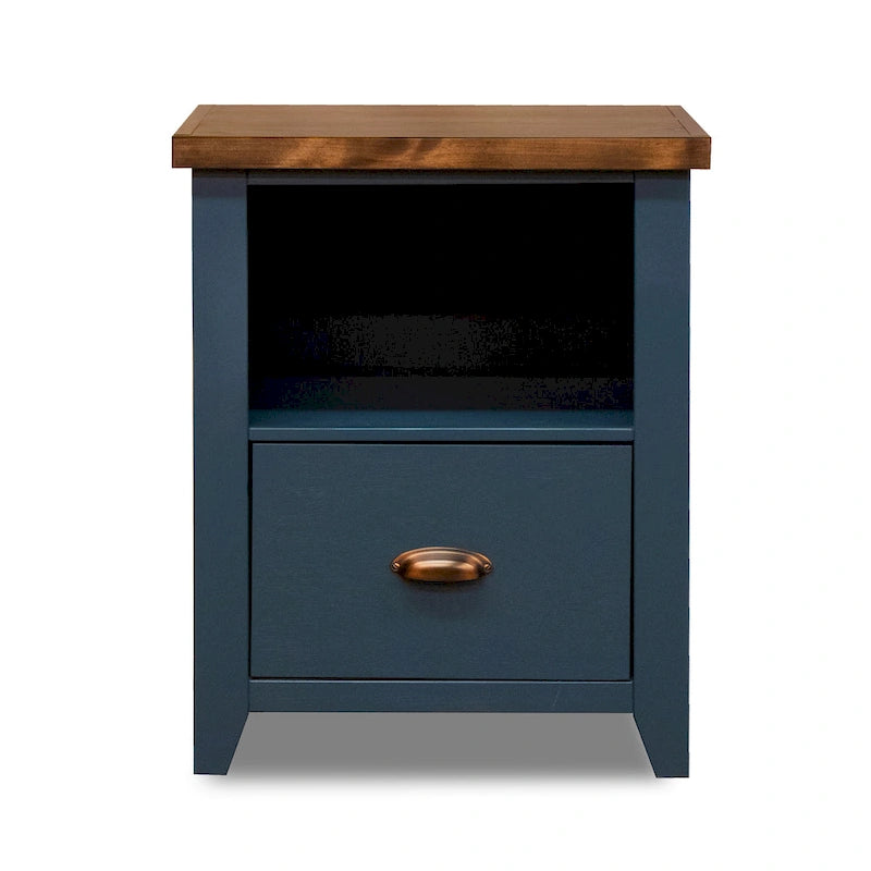 Classificatore a 1 cassetto con ripiano aperto Blue Denim & Whiskey, stile rustico