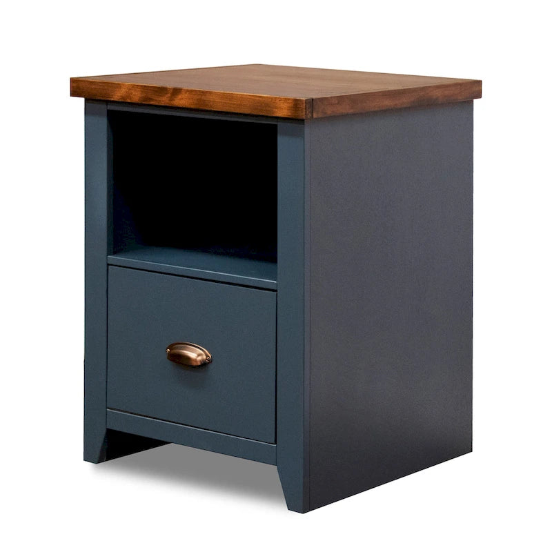 Classificatore a 1 cassetto con ripiano aperto Blue Denim & Whiskey, stile rustico